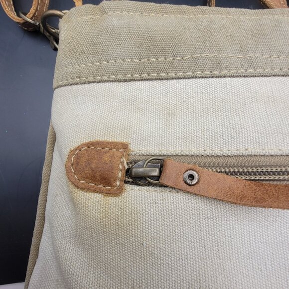 Myra Sel de Mer Canvas and Leather Crossbody Upcycled Bag - Picture 11 of 12
